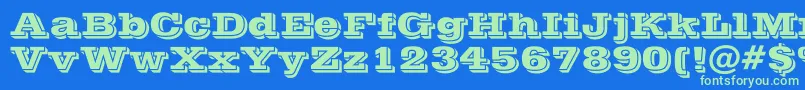 PostofficeBold-fontti – vihreät fontit sinisellä taustalla