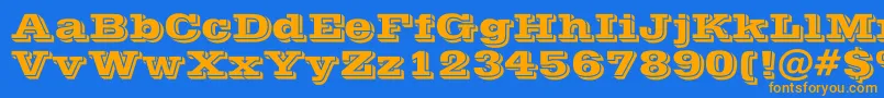 フォントPostofficeBold – オレンジ色の文字が青い背景にあります。
