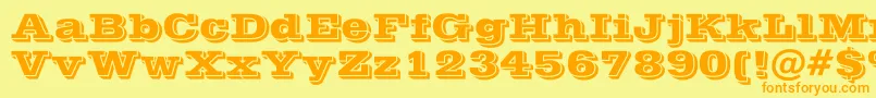 フォントPostofficeBold – オレンジの文字が黄色の背景にあります。