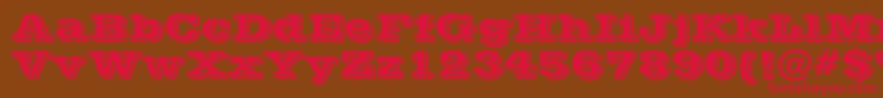 フォントPostofficeBold – 赤い文字が茶色の背景にあります。