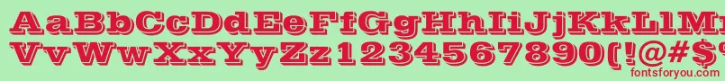 PostofficeBold-fontti – punaiset fontit vihreällä taustalla