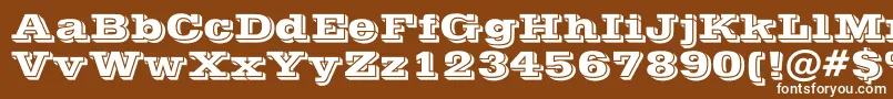 PostofficeBold-fontti – valkoiset fontit ruskealla taustalla