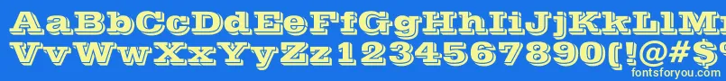 フォントPostofficeBold – 黄色の文字、青い背景