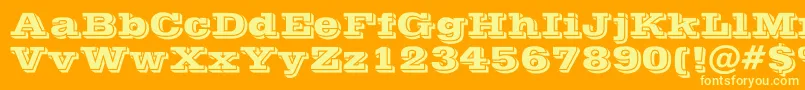 PostofficeBold-Schriftart – Gelbe Schriften auf orangefarbenem Hintergrund