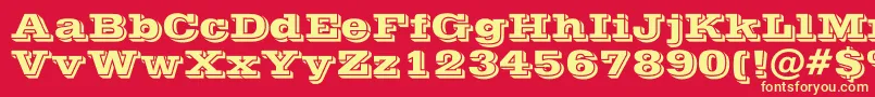 PostofficeBold-fontti – keltaiset fontit punaisella taustalla