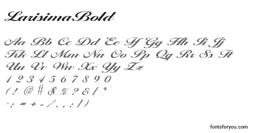 Czcionka LarisimaBold – alfabet, cyfry, specjalne znaki