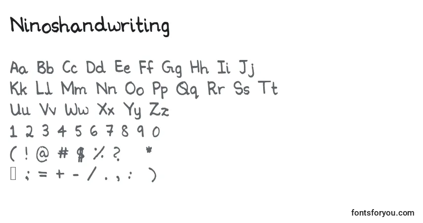A fonte Ninoshandwriting – alfabeto, números, caracteres especiais