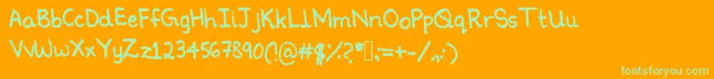 Ninoshandwriting Font – Green Fonts on Orange Background