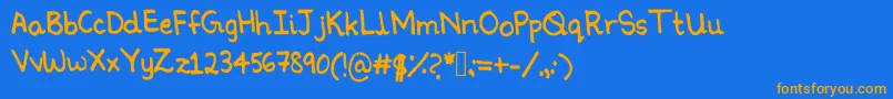 Ninoshandwriting Font – Orange Fonts on Blue Background