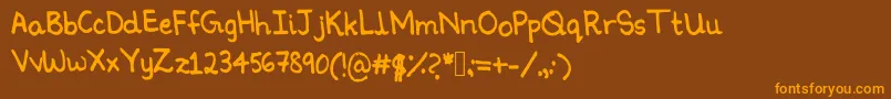 Ninoshandwriting Font – Orange Fonts on Brown Background