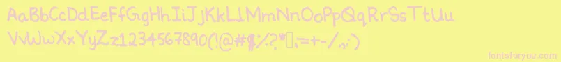 フォントNinoshandwriting – ピンクのフォント、黄色の背景