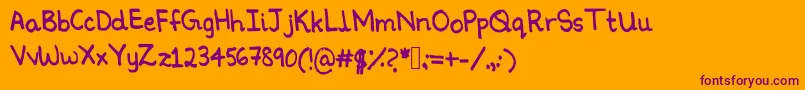 Ninoshandwriting Font – Purple Fonts on Orange Background