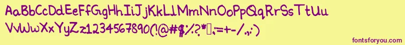 Ninoshandwriting Font – Purple Fonts on Yellow Background
