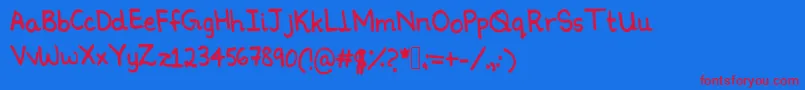 Ninoshandwriting Font – Red Fonts on Blue Background