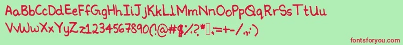 Ninoshandwriting Font – Red Fonts on Green Background