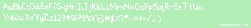 フォントNinoshandwriting – 緑の背景に白い文字