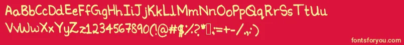 Ninoshandwriting Font – Yellow Fonts on Red Background
