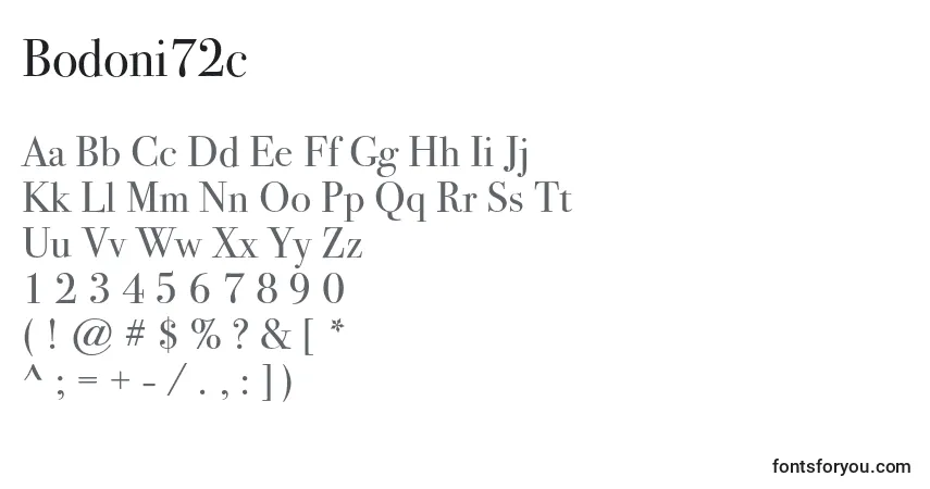 Czcionka Bodoni72c – alfabet, cyfry, specjalne znaki