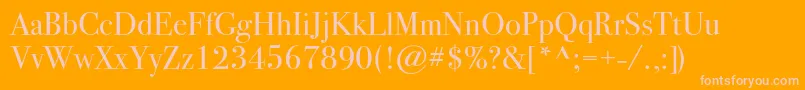 Bodoni72c-Schriftart – Rosa Schriften auf orangefarbenem Hintergrund