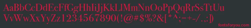 フォントBodoni72c – 黒い背景に赤い文字