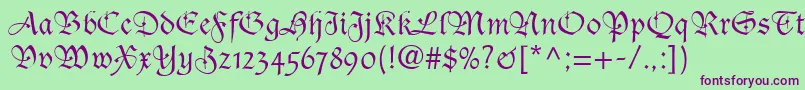 CasualScriptSsi Font – Purple Fonts on Green Background