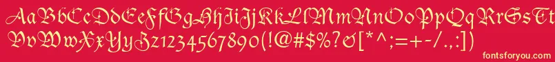 CasualScriptSsi Font – Yellow Fonts on Red Background