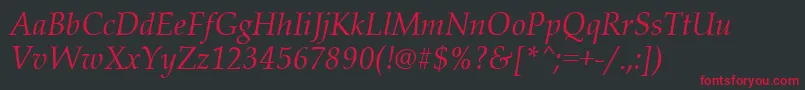 フォントPalladiusItalic – 黒い背景に赤い文字