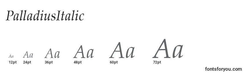 Размеры шрифта PalladiusItalic