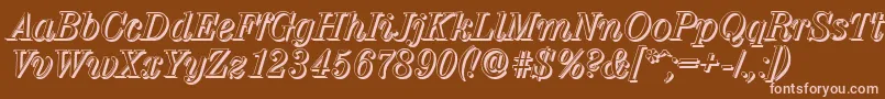 Weitere Informationen zur ValenciashadowItalic-Schriftart ValenciashadowItalic-Schriftart – Rosa Schriften auf braunem Hintergrund