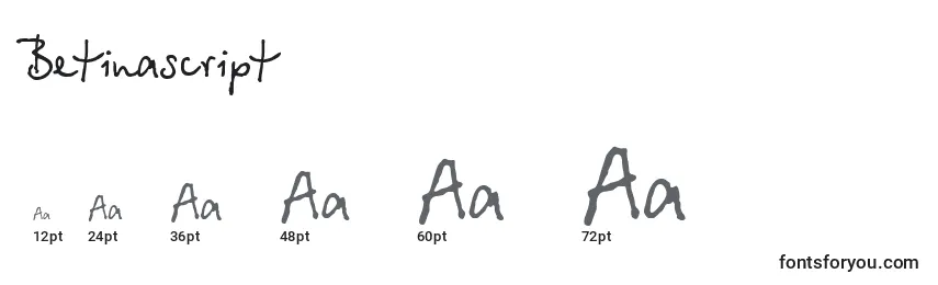 Размеры шрифта Betinascript