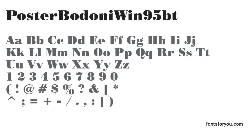 A fonte PosterBodoniWin95bt – alfabeto, números, caracteres especiais
