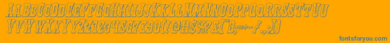 Czcionka Texasranger3Dital – niebieskie czcionki na pomarańczowym tle