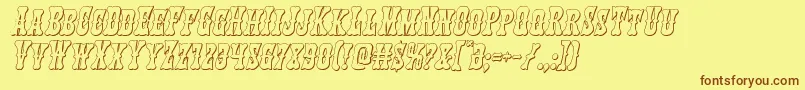Texasranger3Dital-Schriftart – Braune Schriften auf gelbem Hintergrund