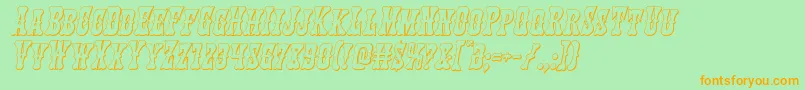 Texasranger3Dital-Schriftart – Orangefarbene Schriften auf grünem Hintergrund