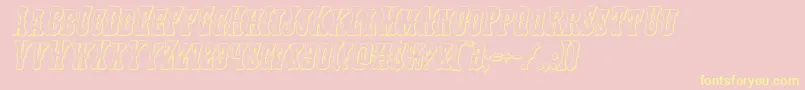 Texasranger3Dital-Schriftart – Gelbe Schriften auf rosa Hintergrund