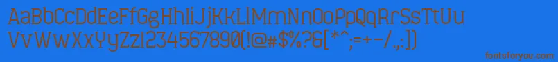 フォントMinaeffEct – 茶色の文字が青い背景にあります。