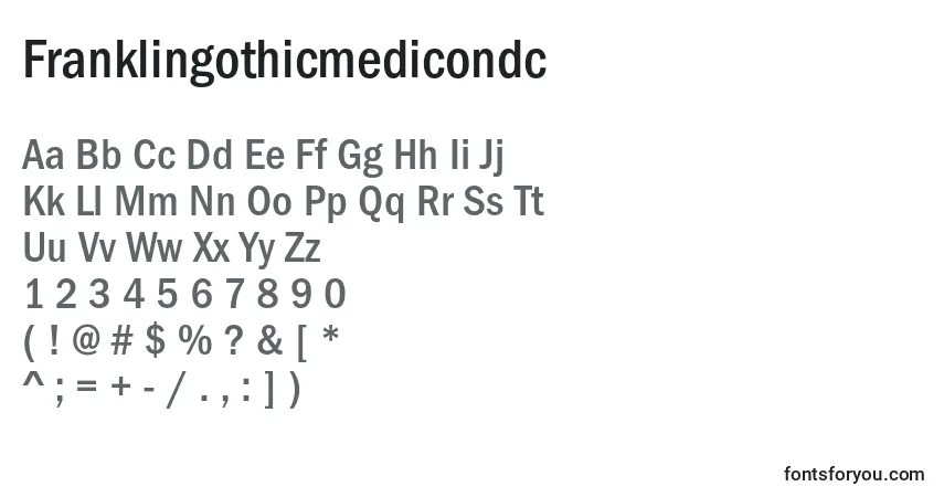 Franklingothicmedicondc-fontti – aakkoset, numerot, erikoismerkit