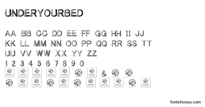 Czcionka Underyourbed (72986) – alfabet, cyfry, specjalne znaki