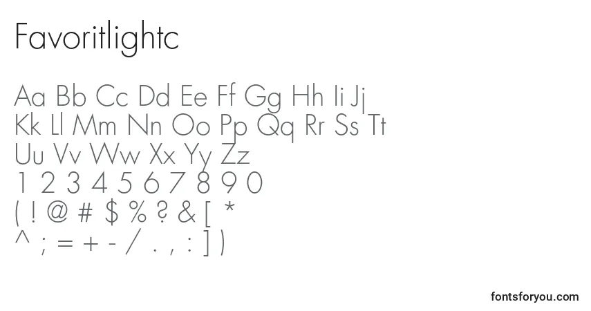A fonte Favoritlightc – alfabeto, números, caracteres especiais
