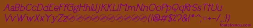 UptownEleganceBoldItalic Font – Purple Fonts on Brown Background