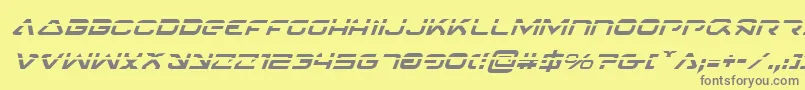 フォント4114BlasterLaserItalic – 黄色の背景に灰色の文字