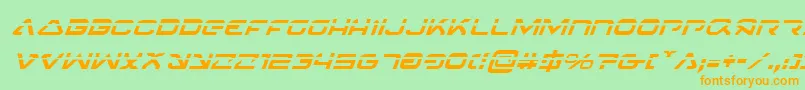 フォント4114BlasterLaserItalic – オレンジの文字が緑の背景にあります。