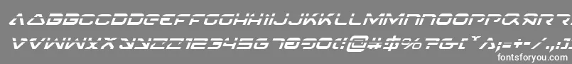 フォント4114BlasterLaserItalic – 灰色の背景に白い文字