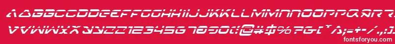 フォント4114BlasterLaserItalic – 赤い背景に白い文字