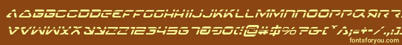 4114BlasterLaserItalic-Schriftart – Gelbe Schriften auf braunem Hintergrund