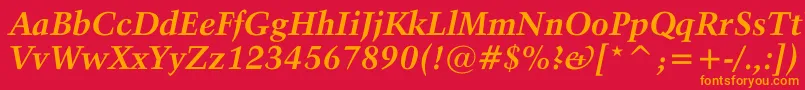 フォントActivaBoldital – 赤い背景にオレンジの文字