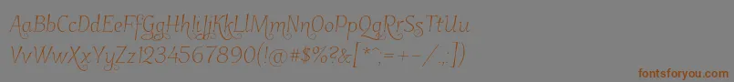 フォントGarineldono01 – 茶色の文字が灰色の背景にあります。