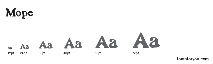Размеры шрифта Mope