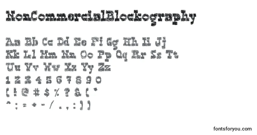 Schriftart NonCommercialBlockography – Alphabet, Zahlen, spezielle Symbole