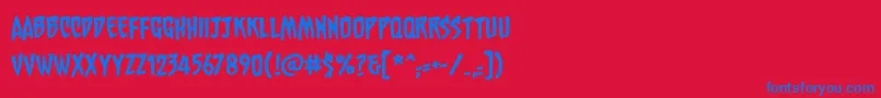 ChainsawzbbReg Font – Blue Fonts on Red Background